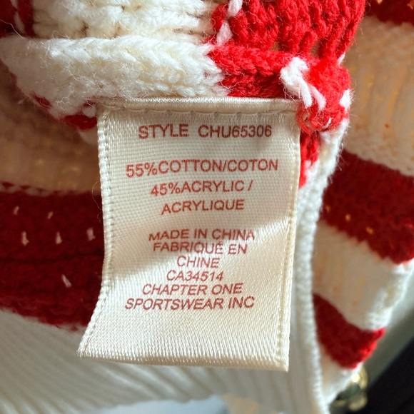 Chic Striped Red and Cream Women's Sweater - Picture 5 of 7